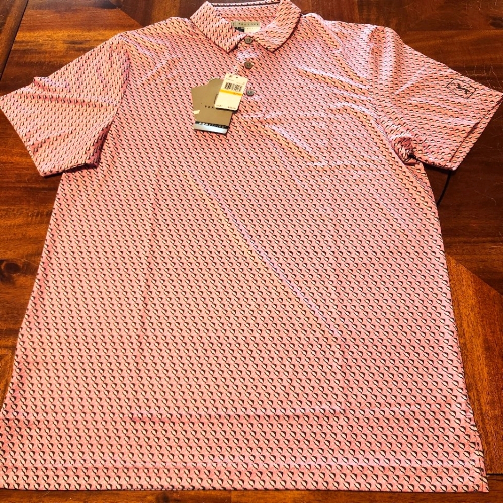 PGA Tour Pro Series Men's Pink Patterned Polo Golf Shirt